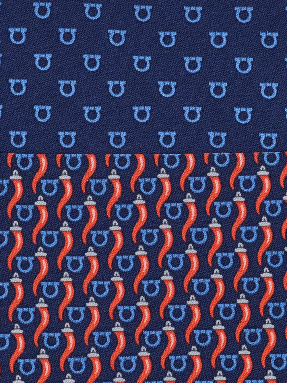 Ferragamo Zijden stropdas met Good Luck-print Blauw