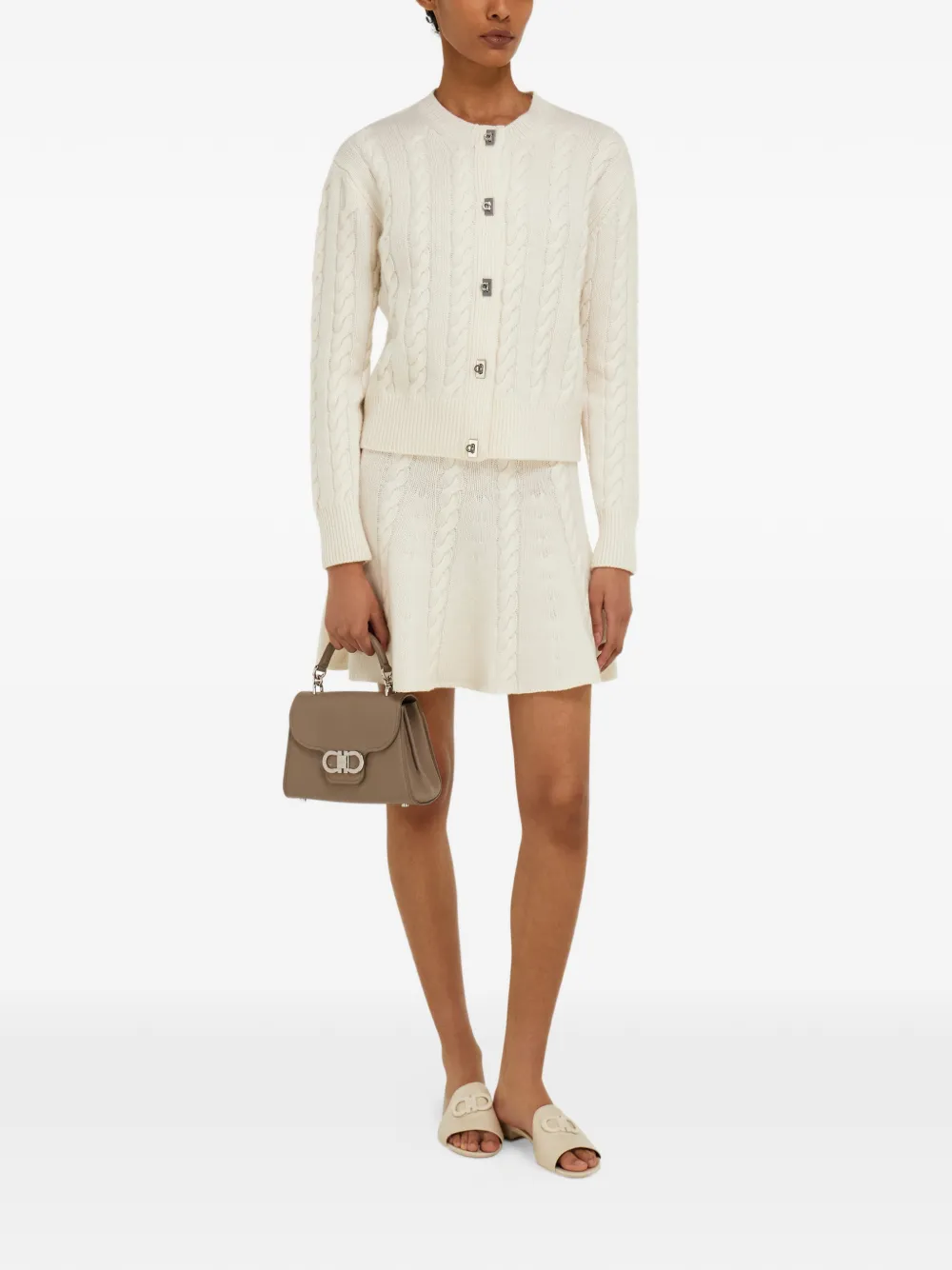 Ferragamo Double Gancini shopper met handvat Beige