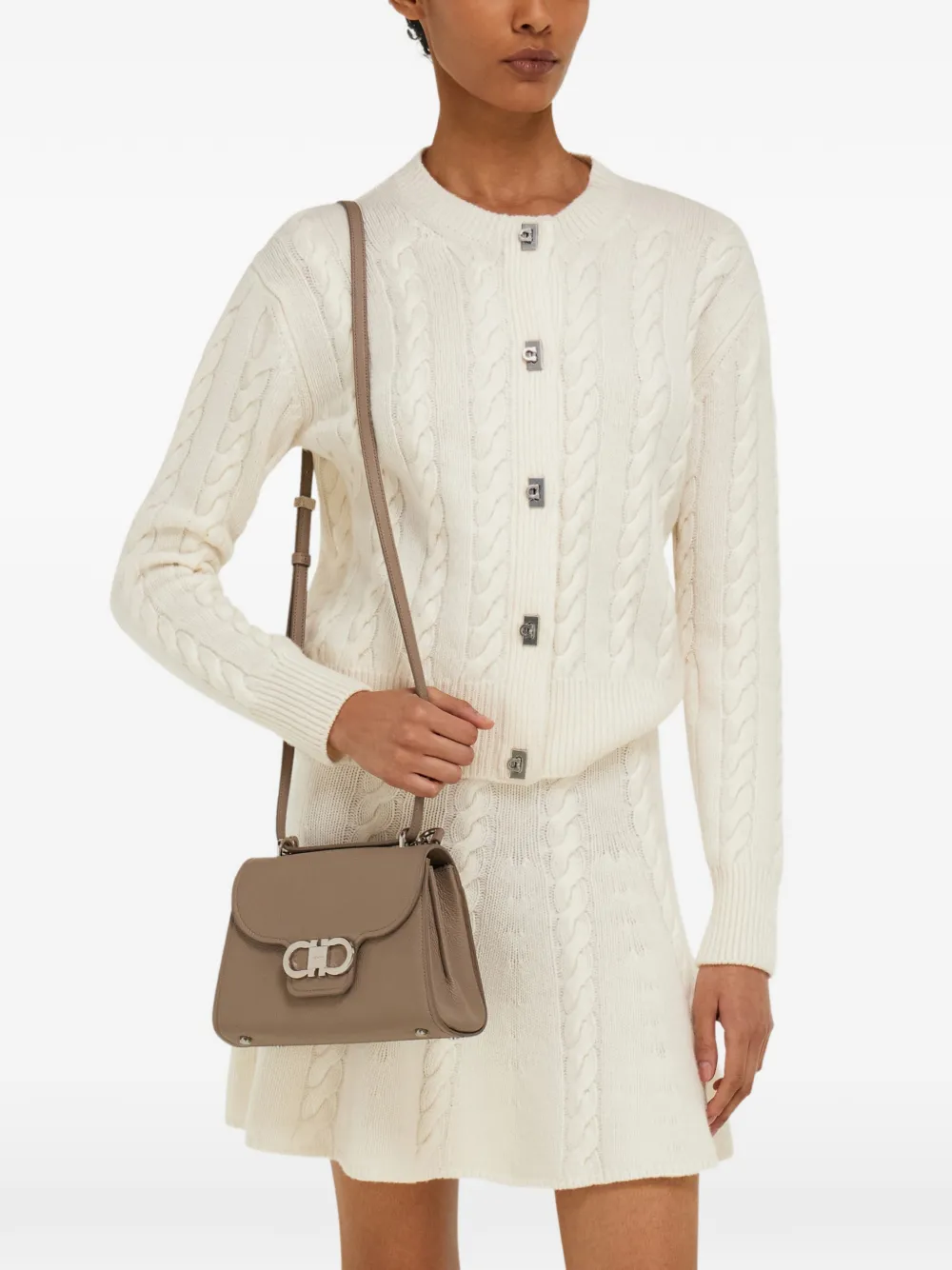 Ferragamo Double Gancini shopper met handvat Beige