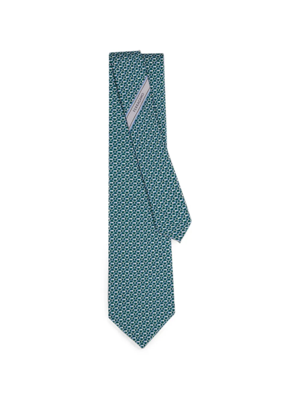 Ferragamo Gancini stropdas met schakelprint Groen