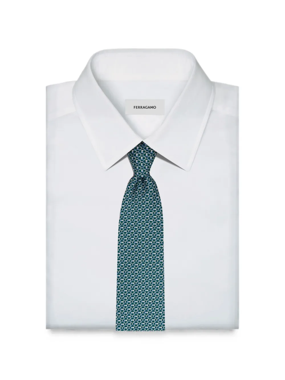 Ferragamo Gancini stropdas met schakelprint Groen