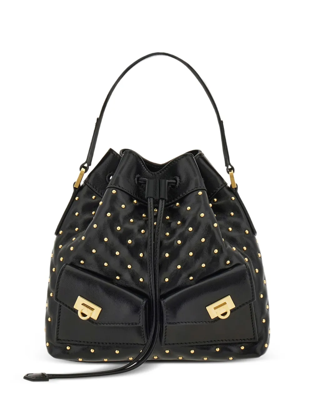Ferragamo Borsa a secchiello con tasche - Nero