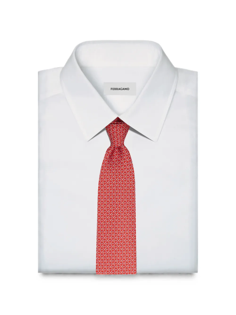 Ferragamo Zijden stropdas met Gancini-print Rood