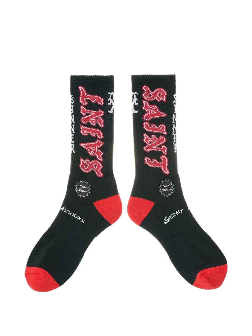 SAINT MXXXXXX logo-intarsia ribbed-knit socks - Nero