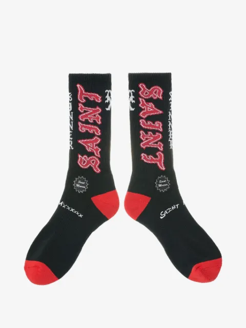 SAINT MXXXXXX logo-intarsia ribbed-knit socks
