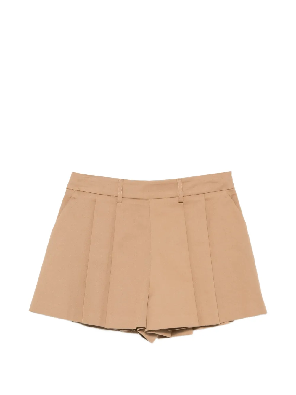 NINA 14.7 belt-loop pleated shorts - Marrone