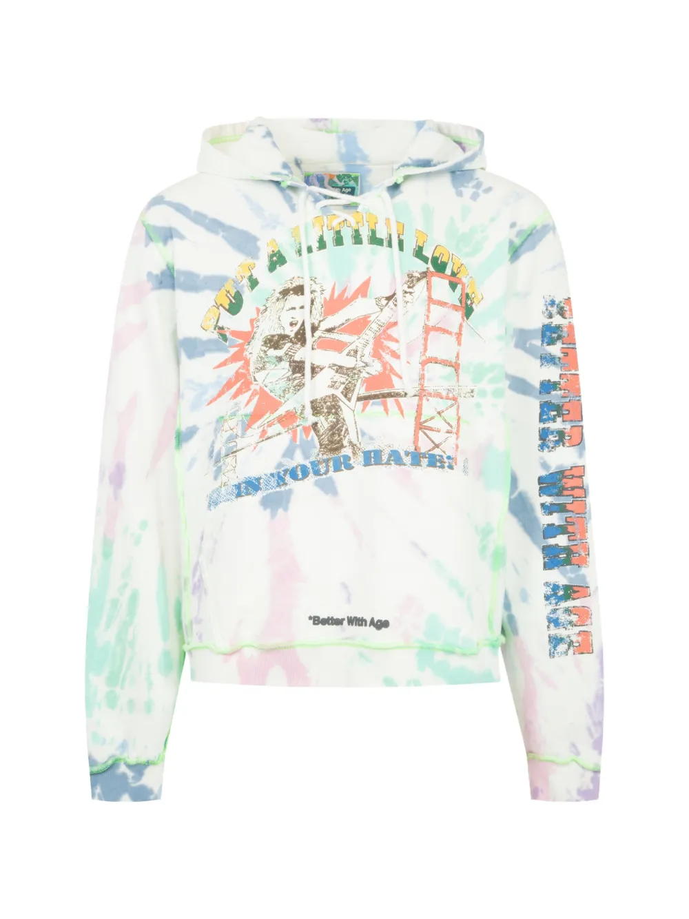 Better with Age tie-dye graphic-print hoodie - White