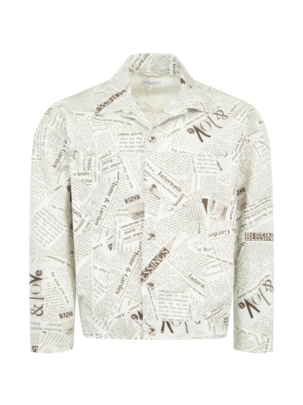 Engineered Garments newspaper-print Type 5 denim jacket - Bianco