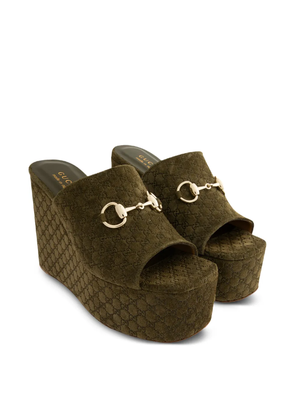 Gucci Horsebit GG canvas sandalen Groen