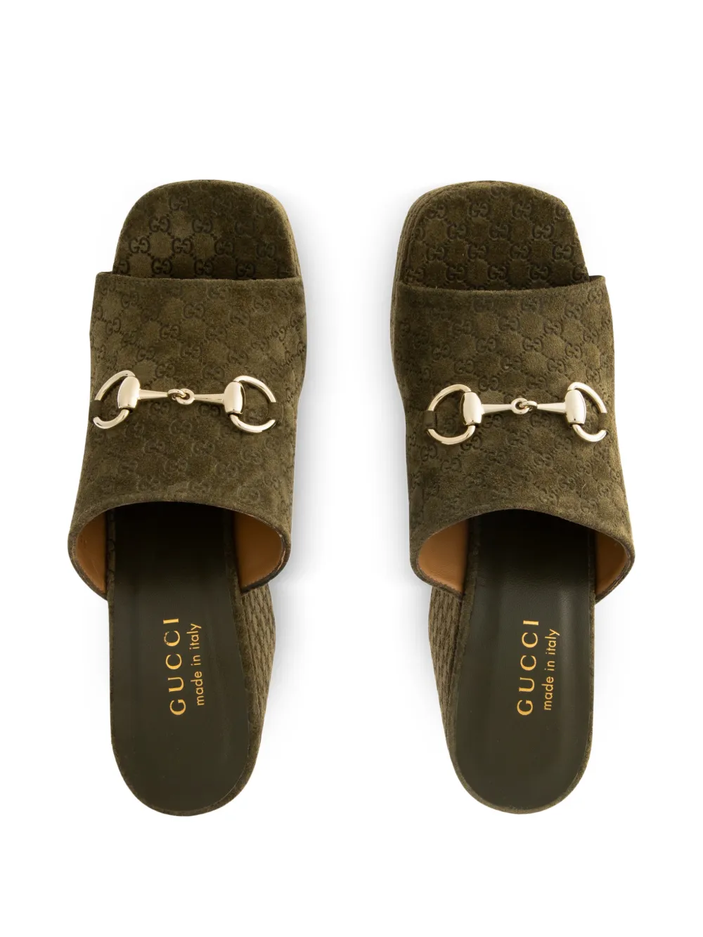 Gucci Horsebit GG canvas sandalen Groen