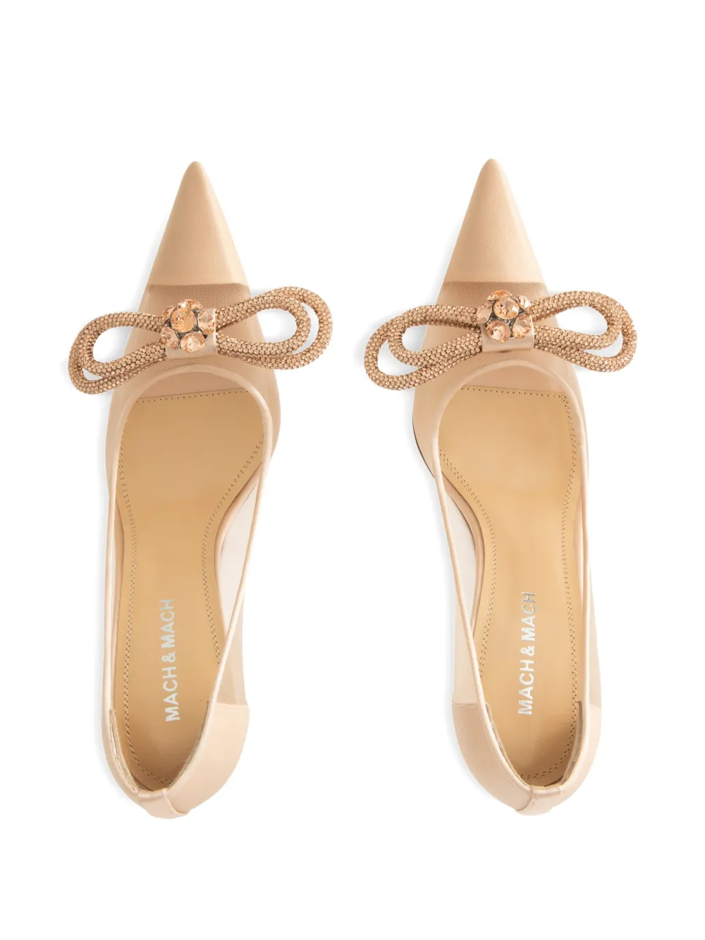 MACH & MACH Double Bow mesh pumps Goud