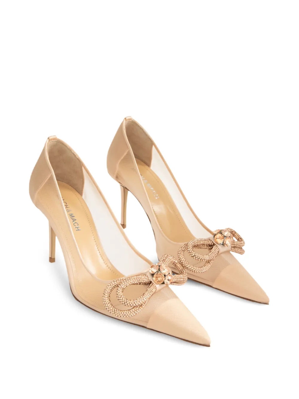 MACH & MACH Double Bow mesh pumps Goud