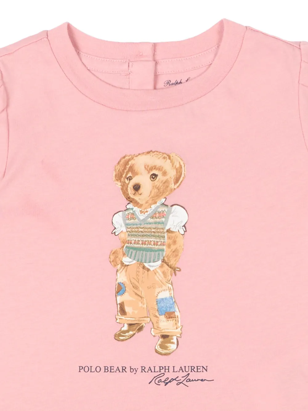 POLO RALPH LAUREN KIDS Polo Bear T-shirt met ruches Roze