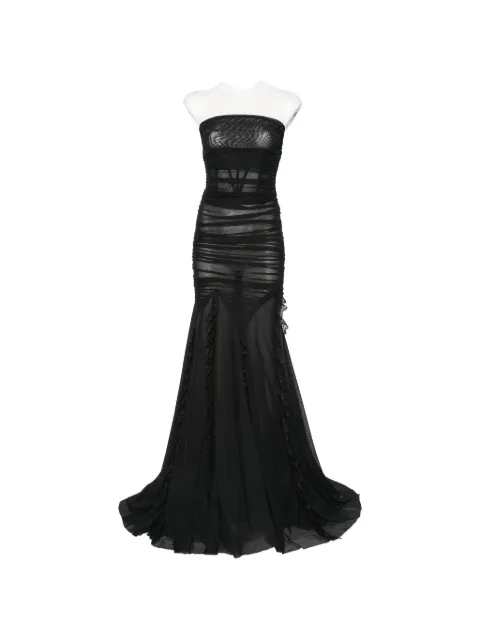 DUNESI Constanza ruffled strapless gown