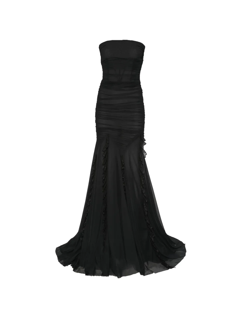 DUNESI Constanza ruffled strapless gown - Nero