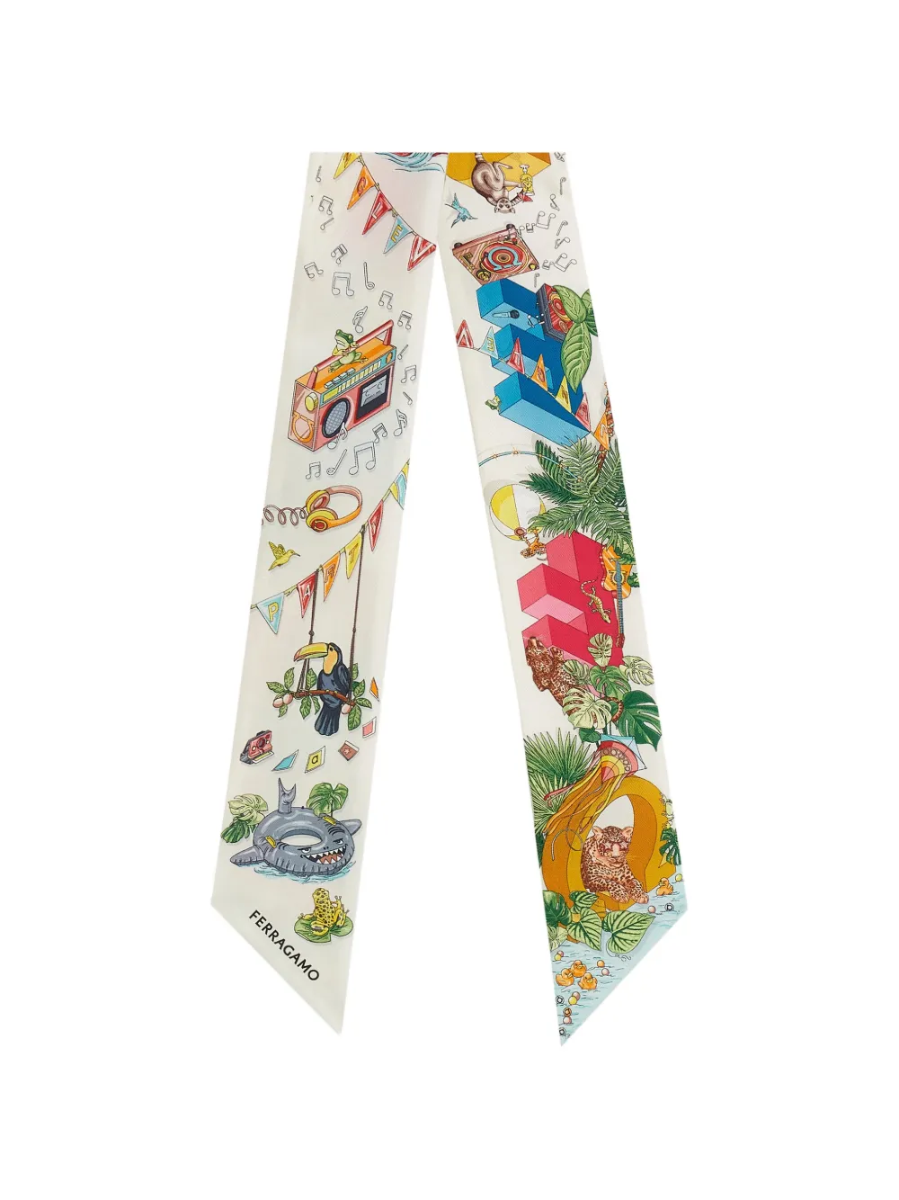 Ferragamo Jungle Party-print silk mini bandeau - Toni neutri