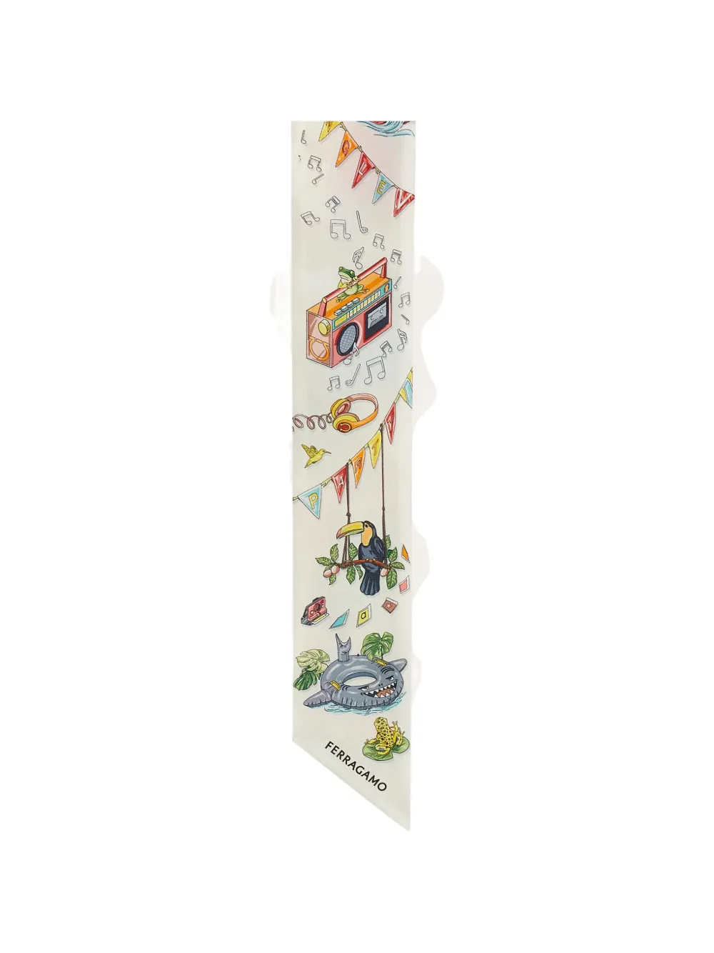 Ferragamo Jungle Party bandeau sjaal met grafische print Beige