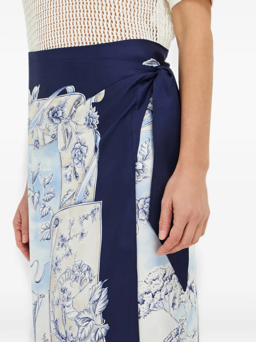 Ferragamo Zijden wikkelrok met Voyage-print Wit