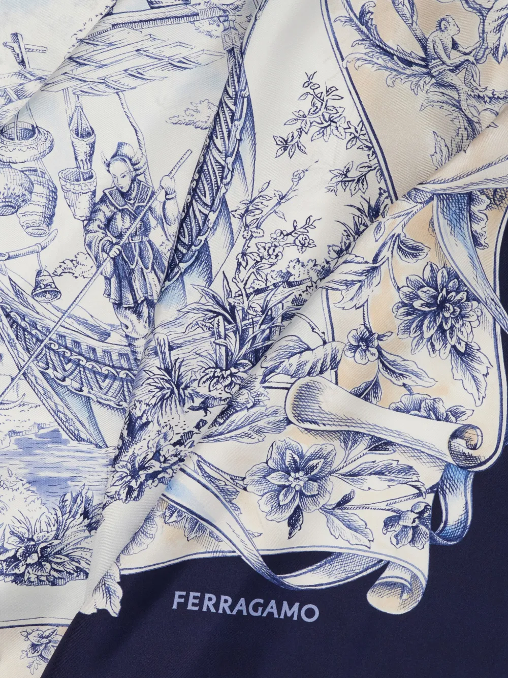 Ferragamo Zijden wikkelrok met Voyage-print Wit