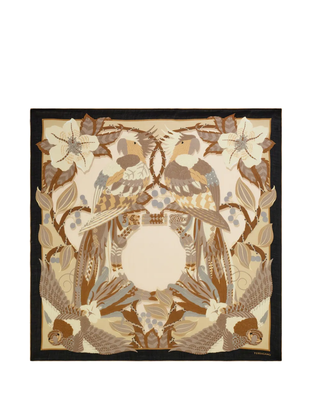Ferragamo Parrots print cashmere shawl - Neutrals