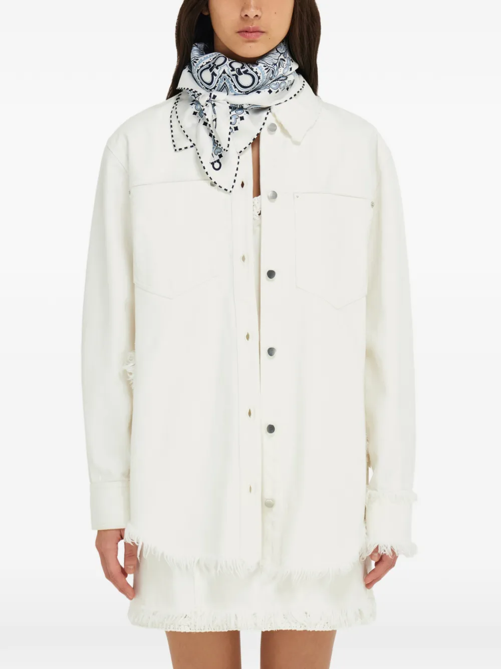  Ferragamo Fular Con Estampado Arabesque - Blanco 