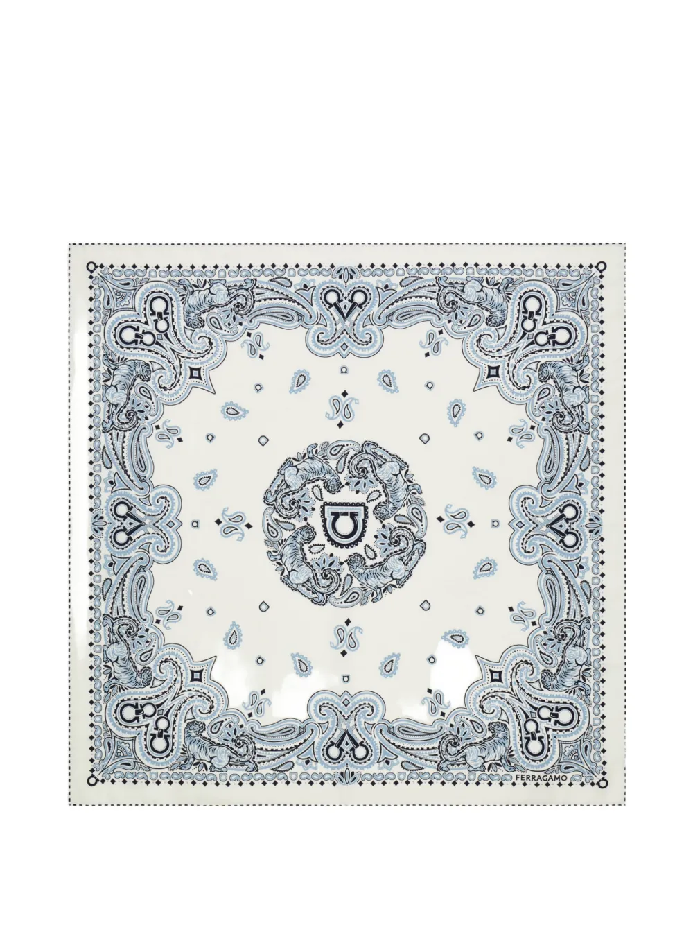 Ferragamo Arabesque-print silk scarf - Bianco