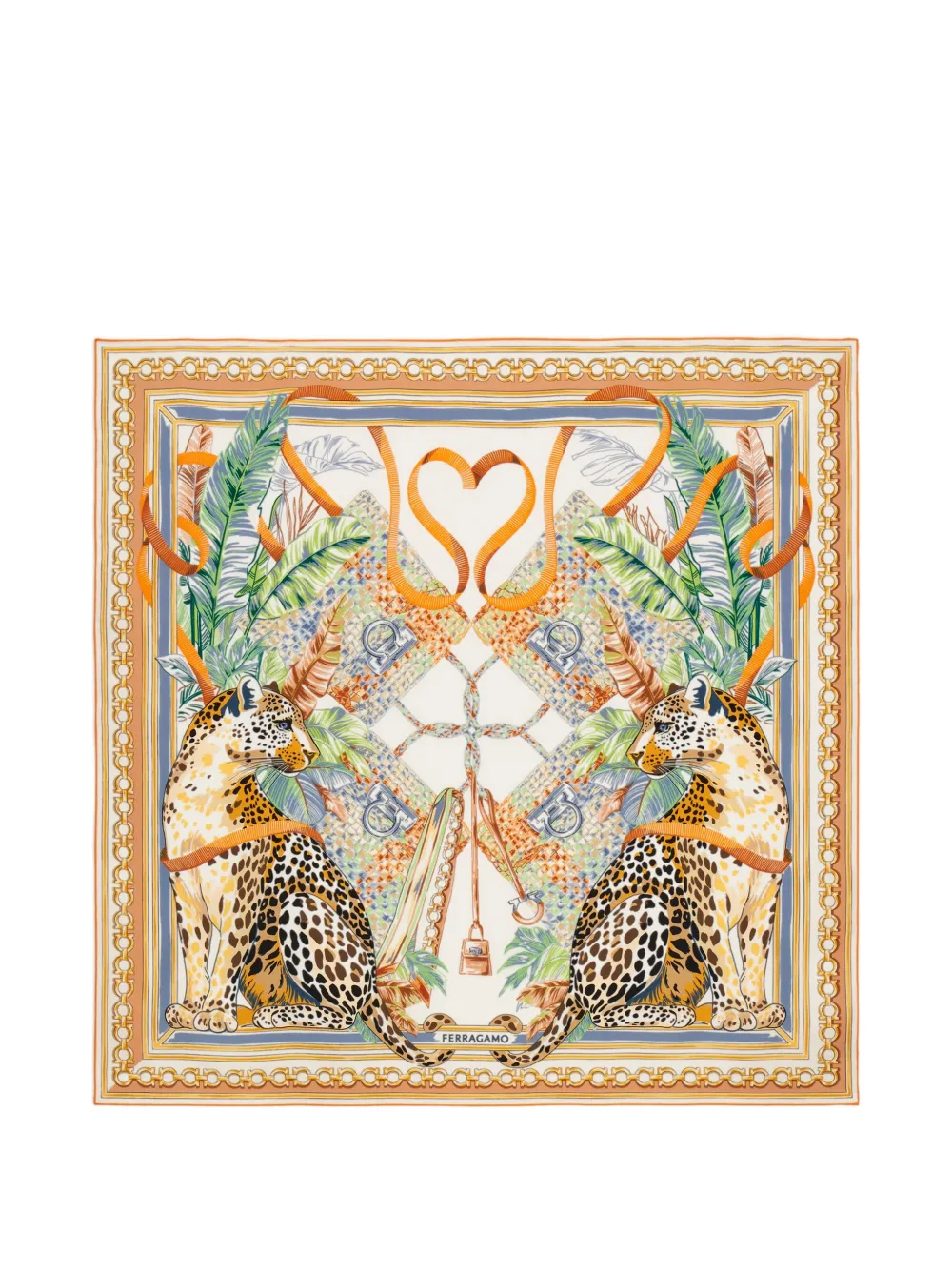 Ferragamo Poised leopards-print silk scarf - Toni neutri