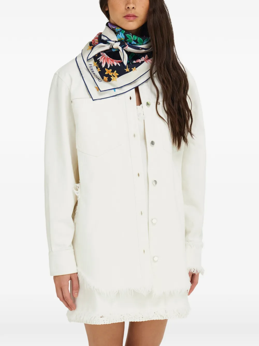 Ferragamo Zijden sjaal met print Zwart