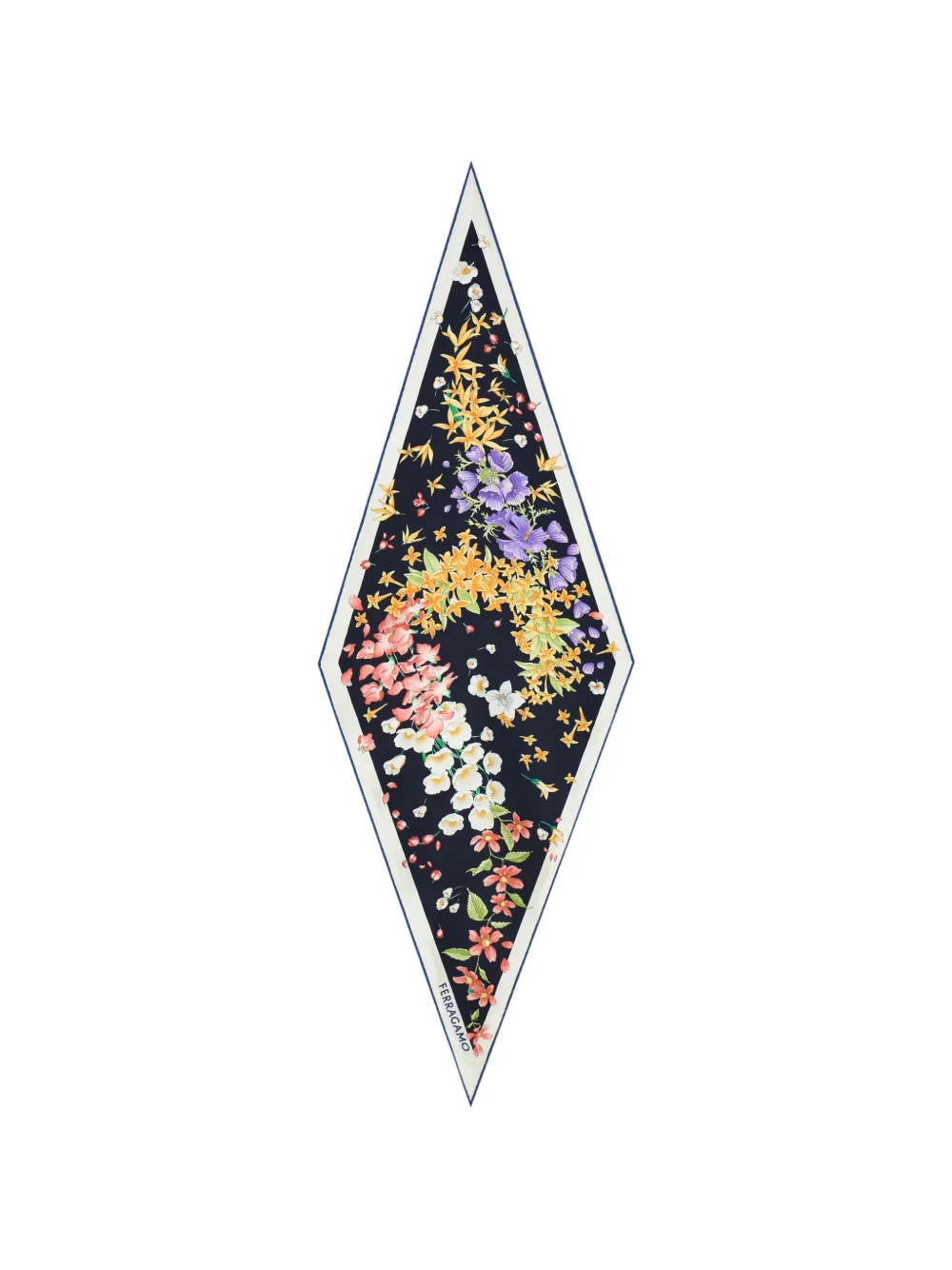 Ferragamo Spring-print diamond scarf - Blu