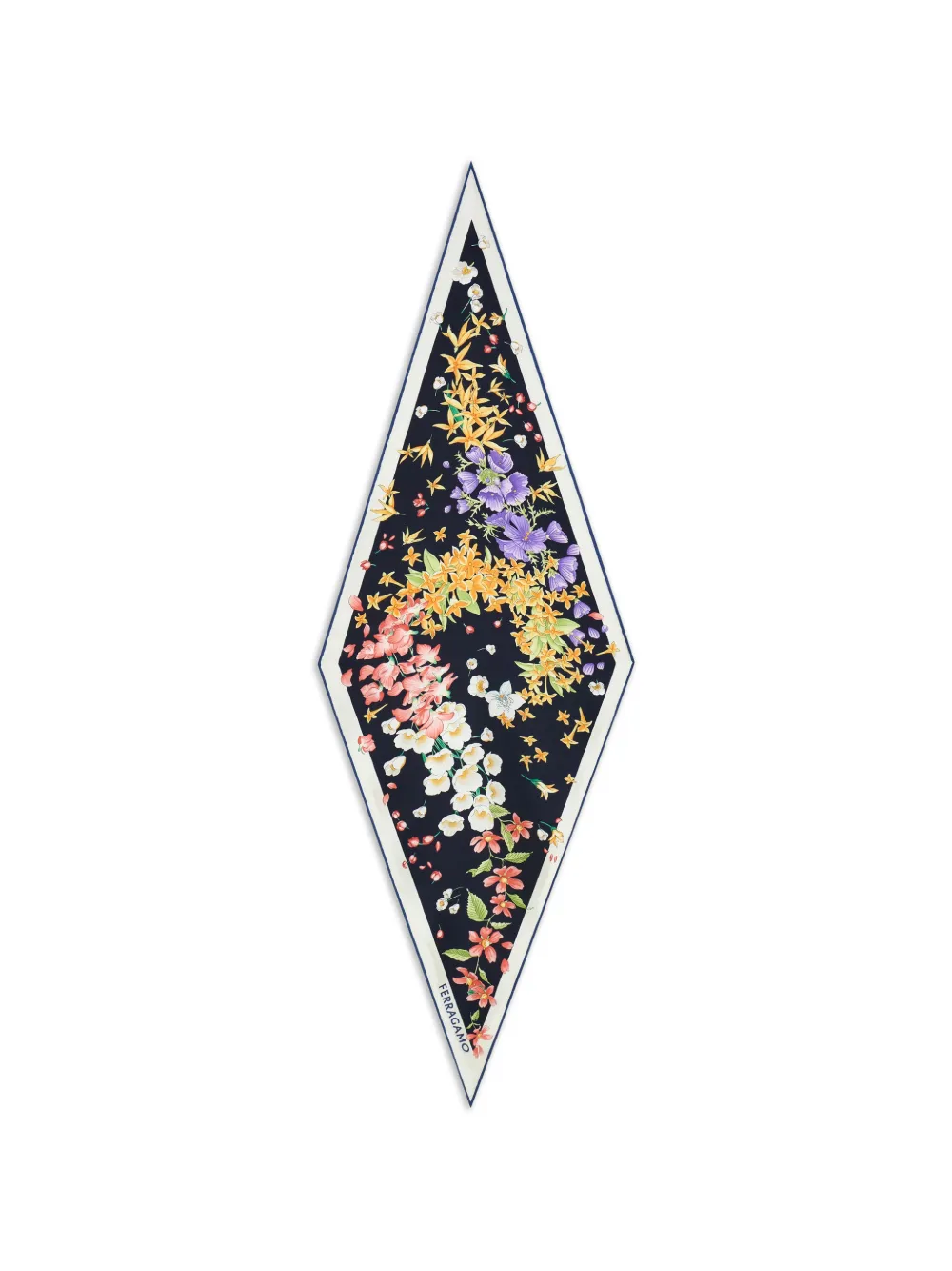 Ferragamo Spring-print diamond scarf - Blu