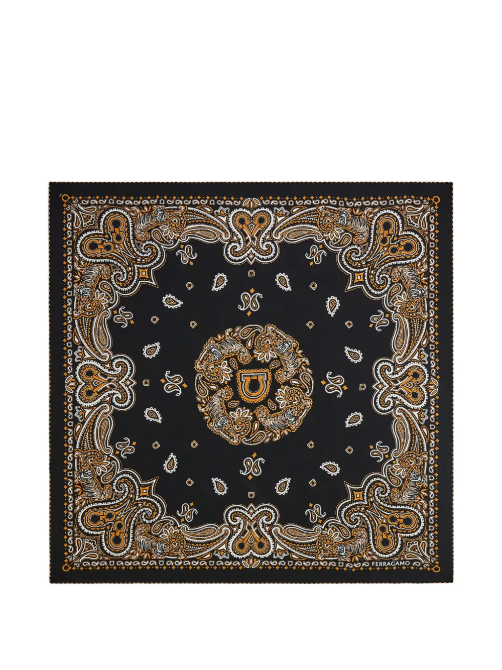 Ferragamo Arabesque-print silk scarf - Schwarz