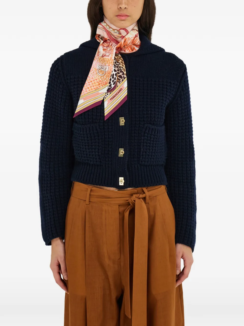 Ferragamo Felini-print silk mini bandeau - Arancione