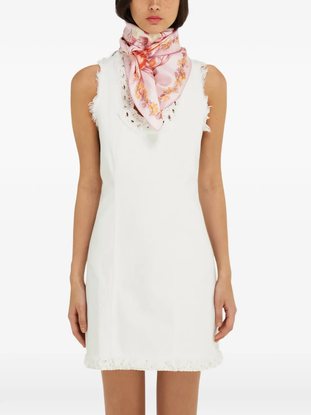 Ferragamo Eden Shoes-print Silk Scarf in Pink, view 3