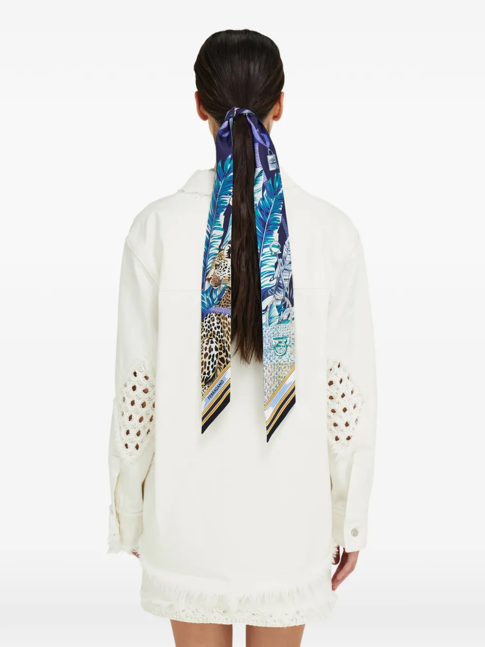 Ferragamo Sjaal met luipaardprint Blauw