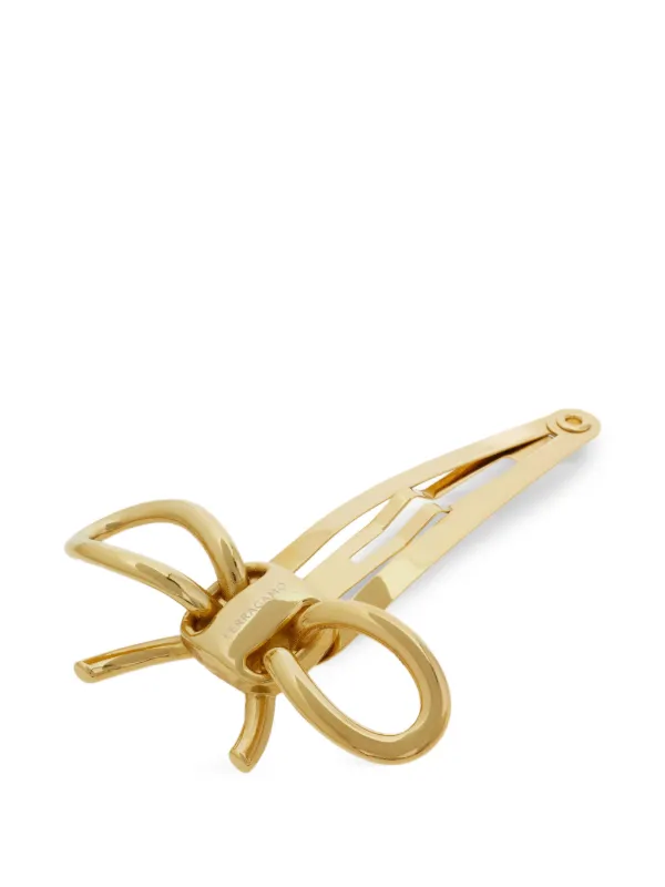 【美品】FERRAGAMO ゴールドリボンヘアクリップ Ferragamo リボン ヘアクリップ | ゴールドトーン | FARFETCH JP