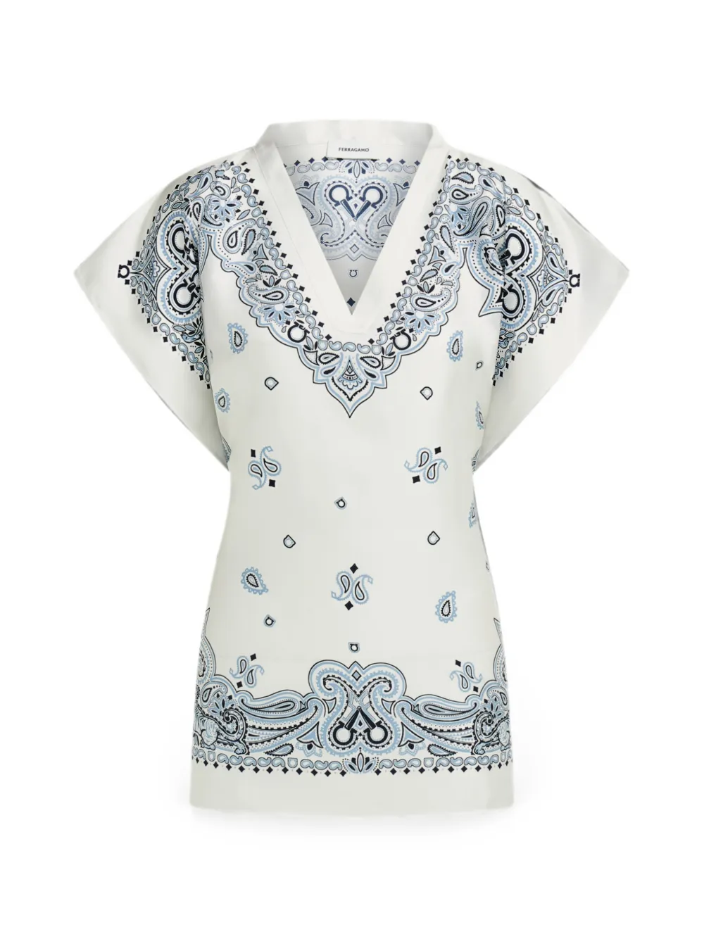 Ferragamo Arabesque Print Poncho In White