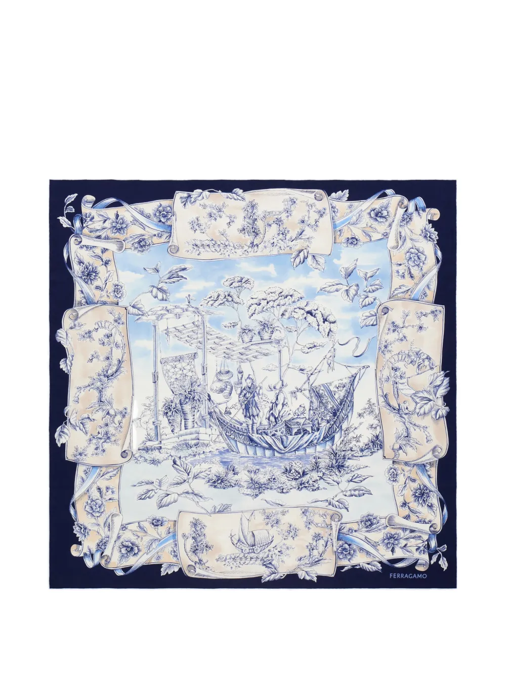 Ferragamo Voyage-print silk scarf - Blu