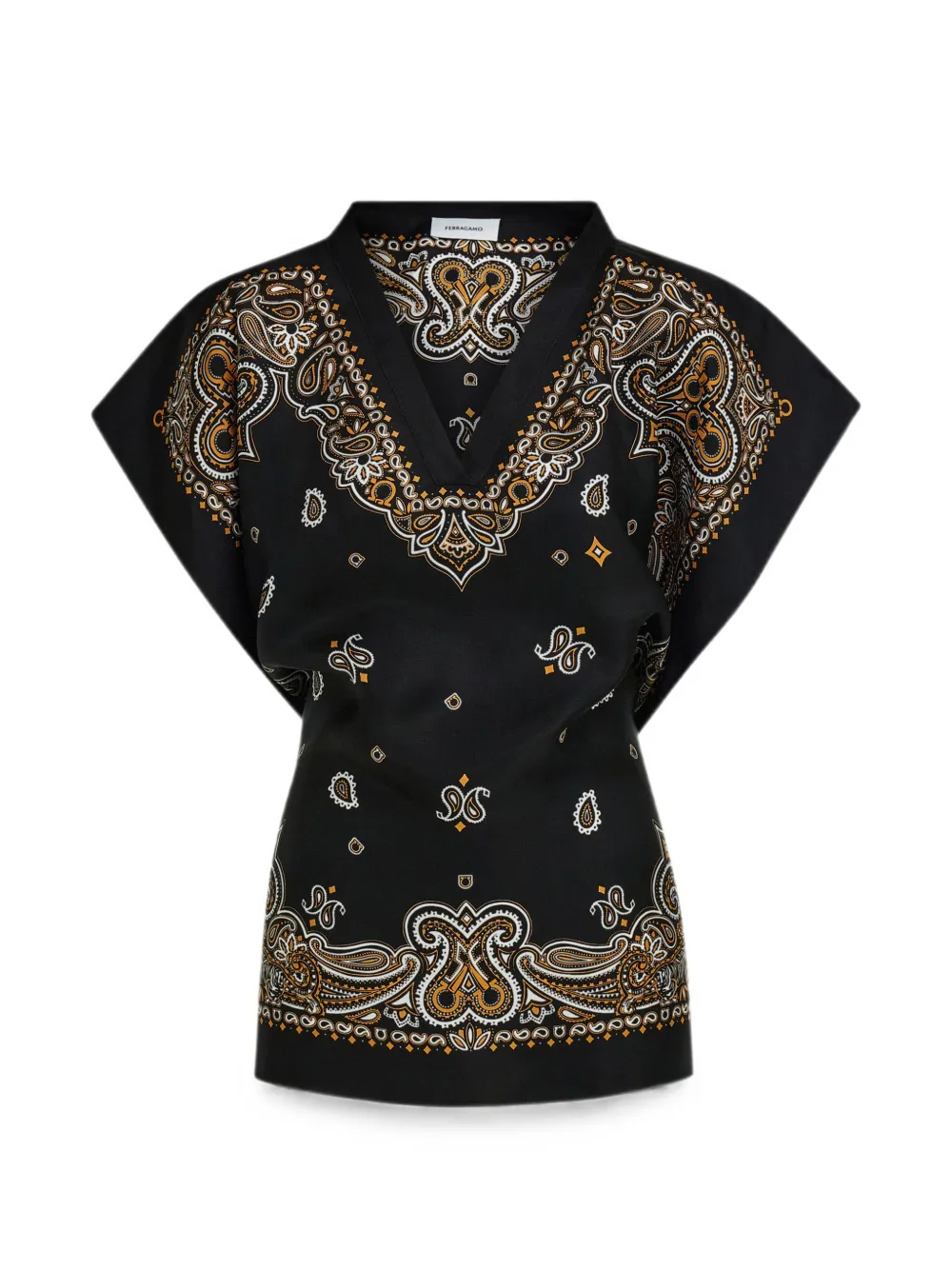Ferragamo Arabesque Poncho mit Print - Schwarz