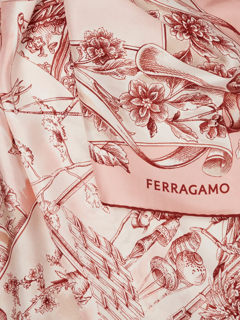 Ferragamo Graphic-print Silk Scarf in Pink, view 2