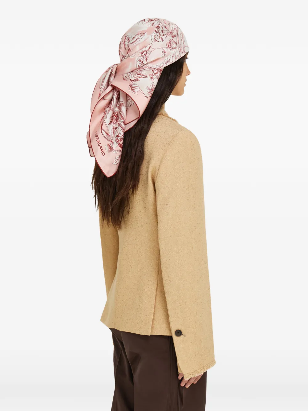 Ferragamo Graphic-print Silk Scarf in Pink, view 3