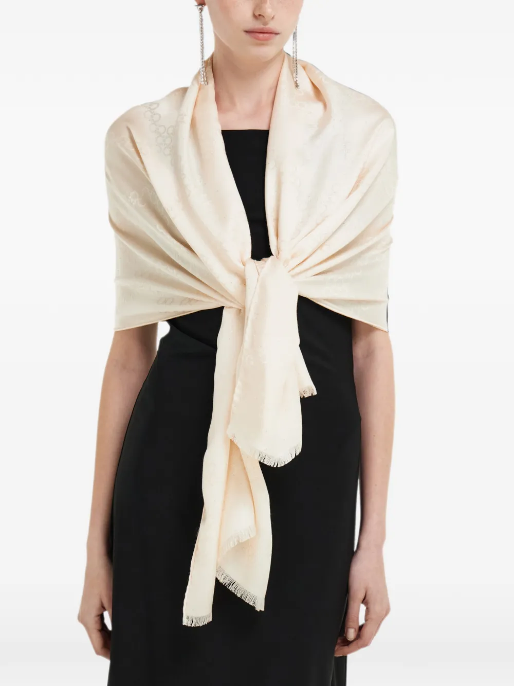 Ferragamo Gancini stola met jacquard Beige