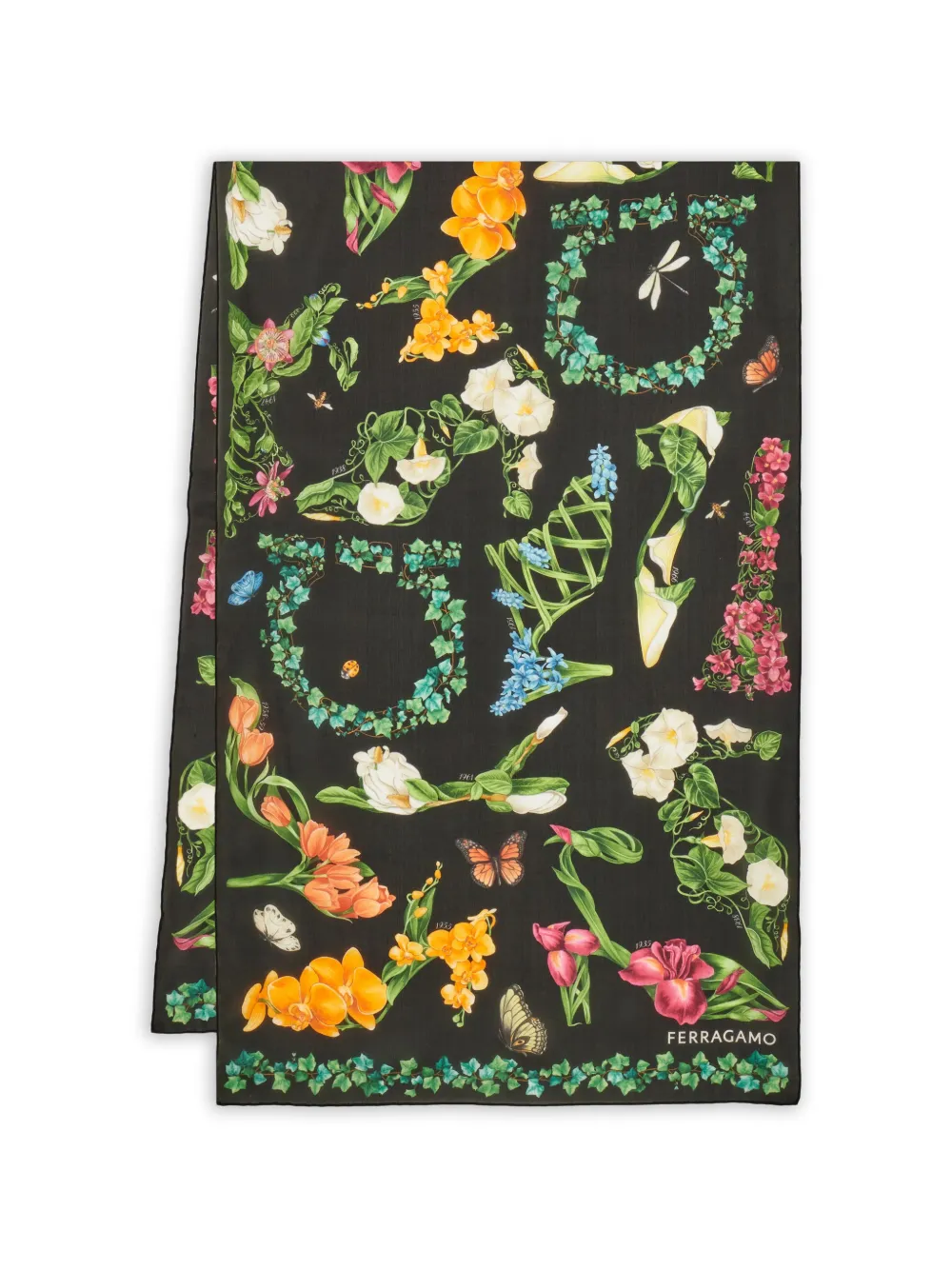 Ferragamo Eden shoes-print silk scarf - Nero