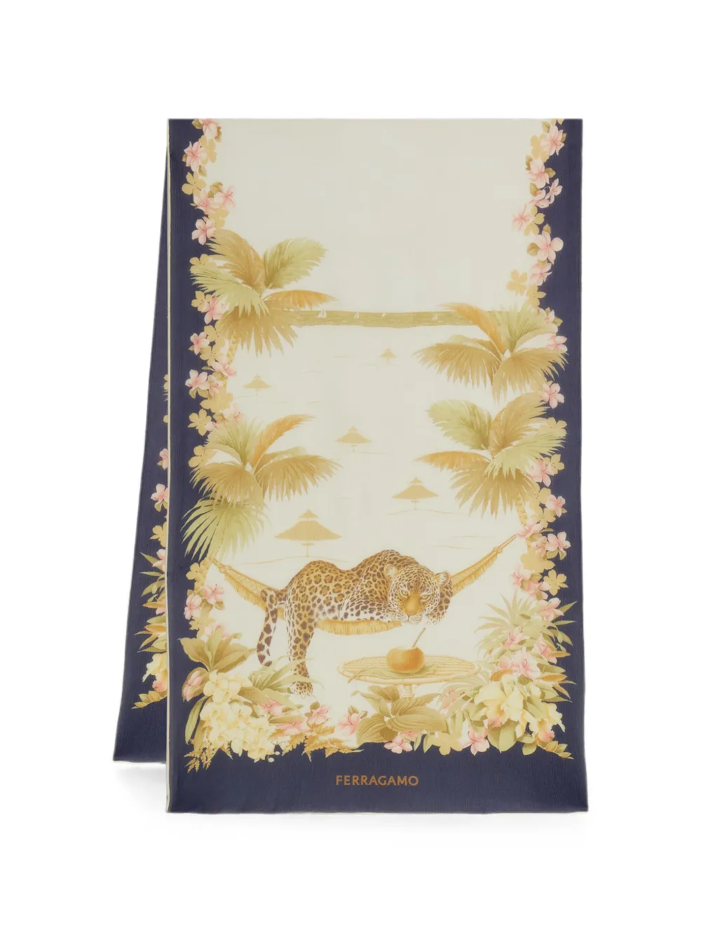 Ferragamo Jungle-print silk scarf - Toni neutri