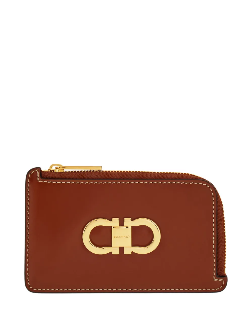 Ferragamo Double Gancini credit card holder - Marrone