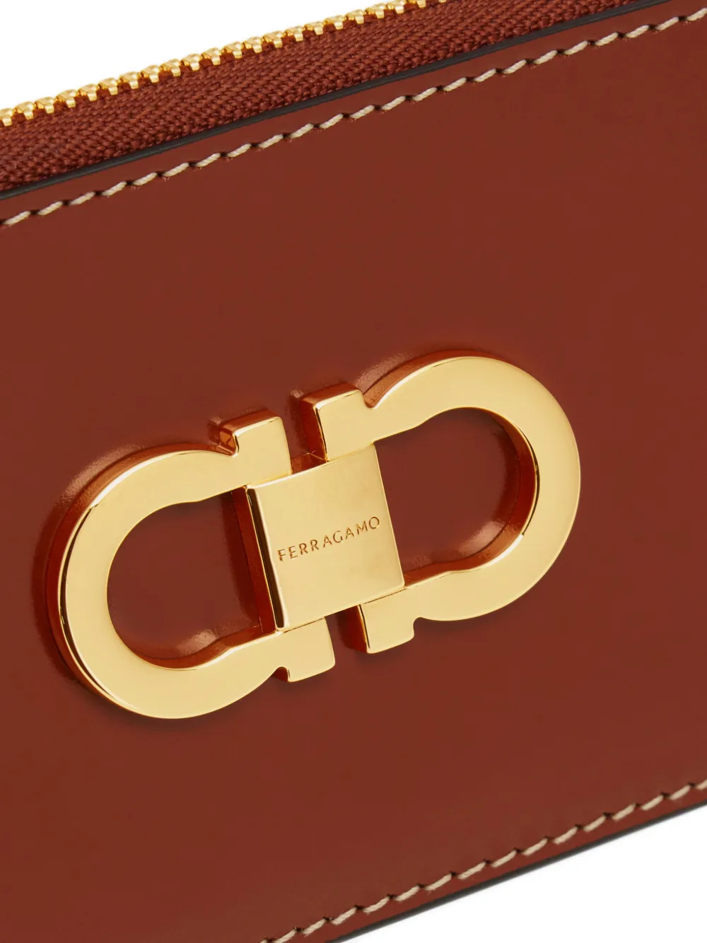 Ferragamo Double Gancini pasjeshouder Bruin