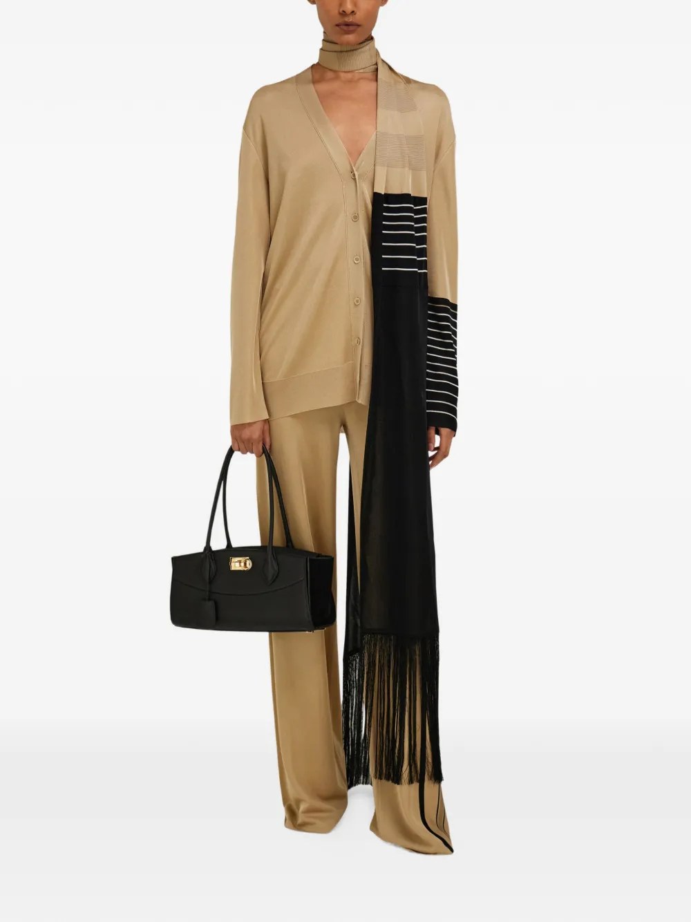 Ferragamo Medium New Studio Soft East West tas Zwart