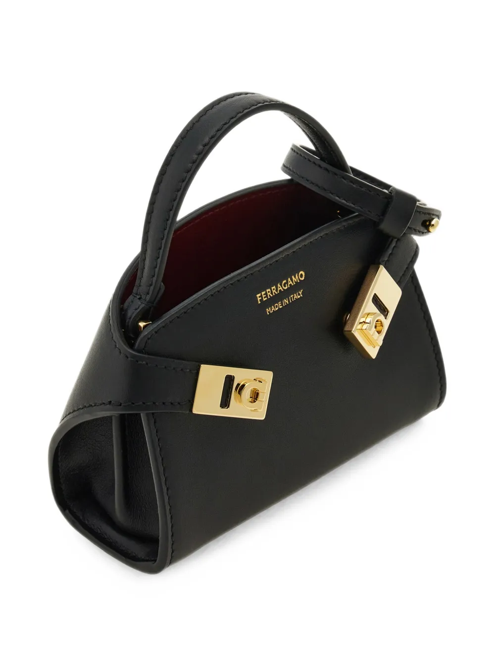 Ferragamo Mini Hug tassenbedel met handvat Zwart