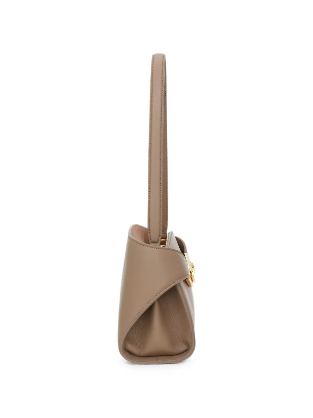 Ferragamo Gancini leren schoudertas Beige