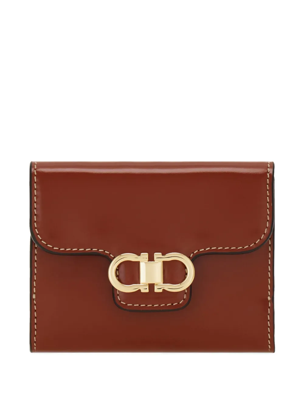 Ferragamo Gancini compact wallet - Marrone