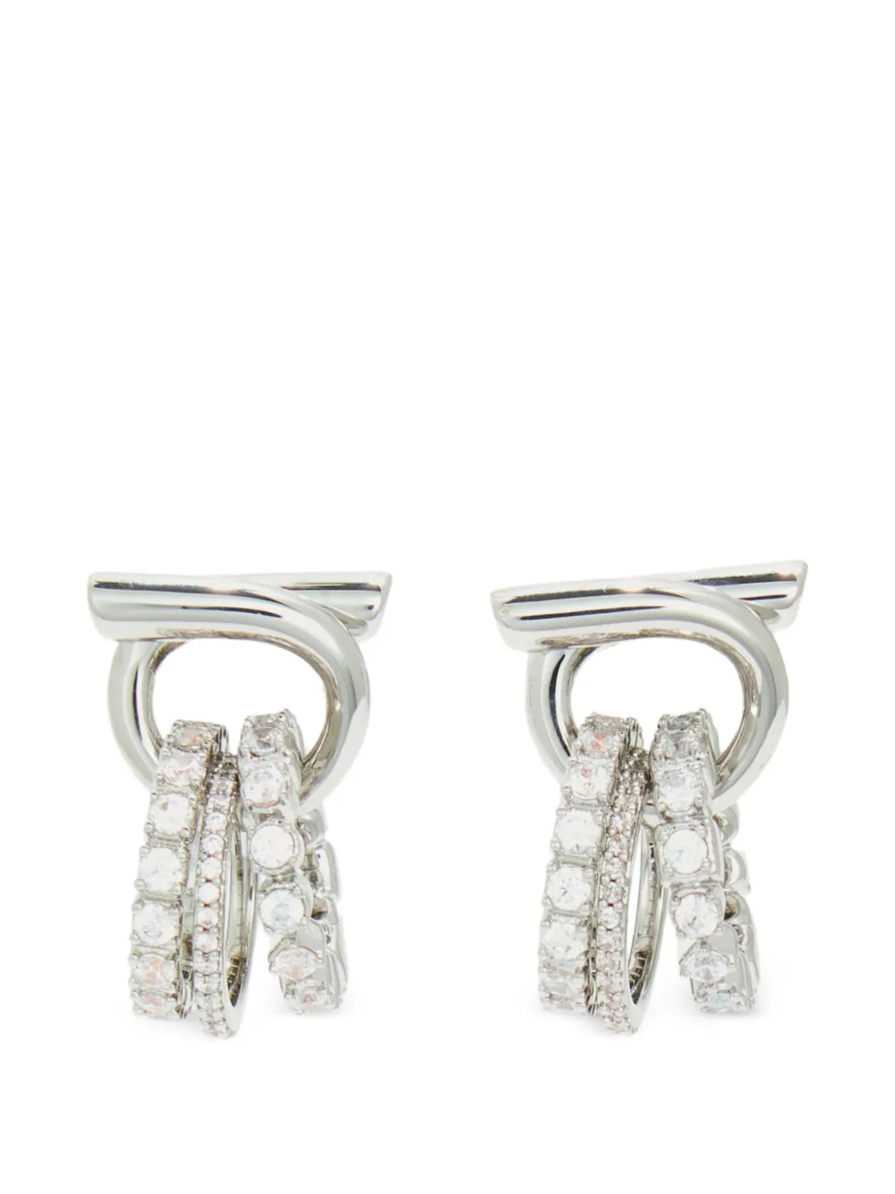 Ferragamo Gancini earrings with crystal ring pendant detail - Argento